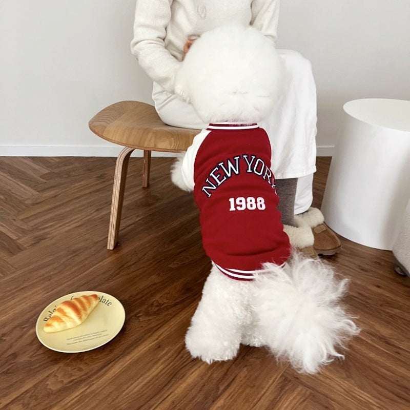 Simple Printed Autumn Pet Baseball Uniform