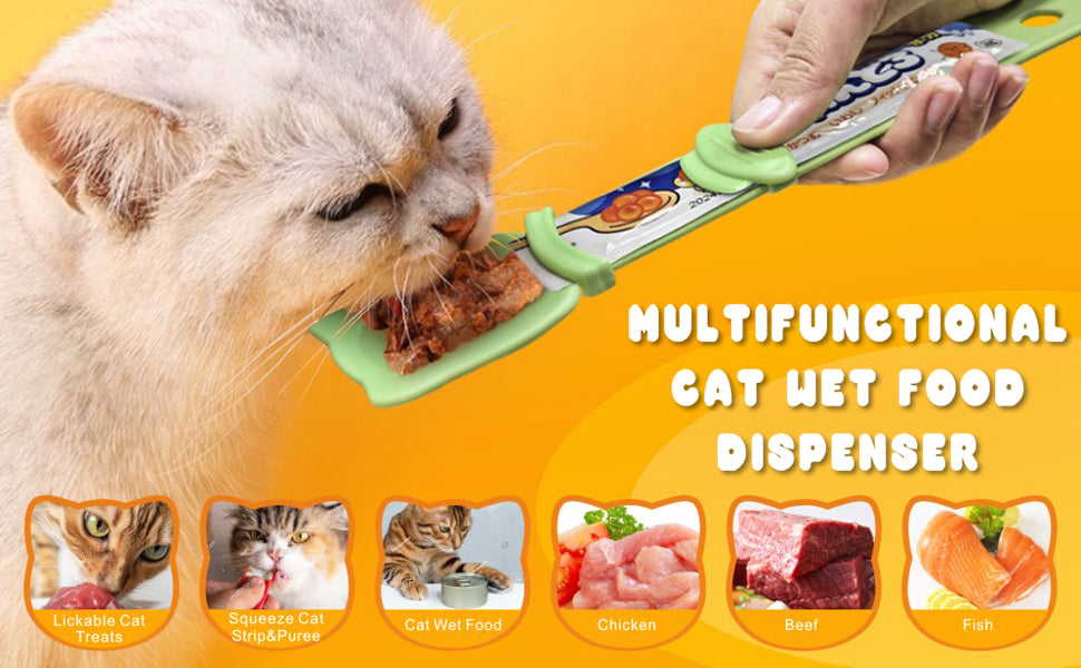 Cat Strip Feeder and Pet Food Mixing Spoon Color Cats Stripe Squeeze Spoon Multifunctional Lickable Treat Feeding...