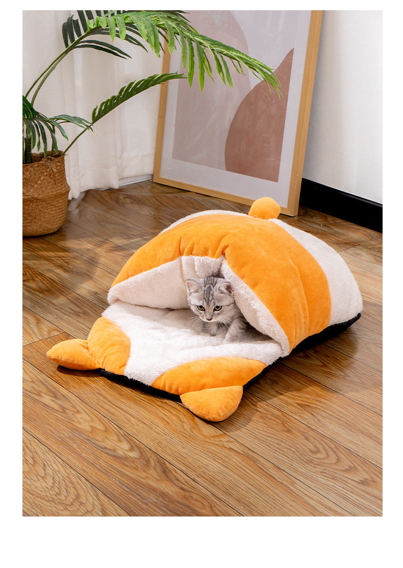 Sleeping Bag For Cats Warm Winter Semi-closed Bed Pet Nest Sleeping Mat Cat Nest Kennel Universal For All Four Seasons