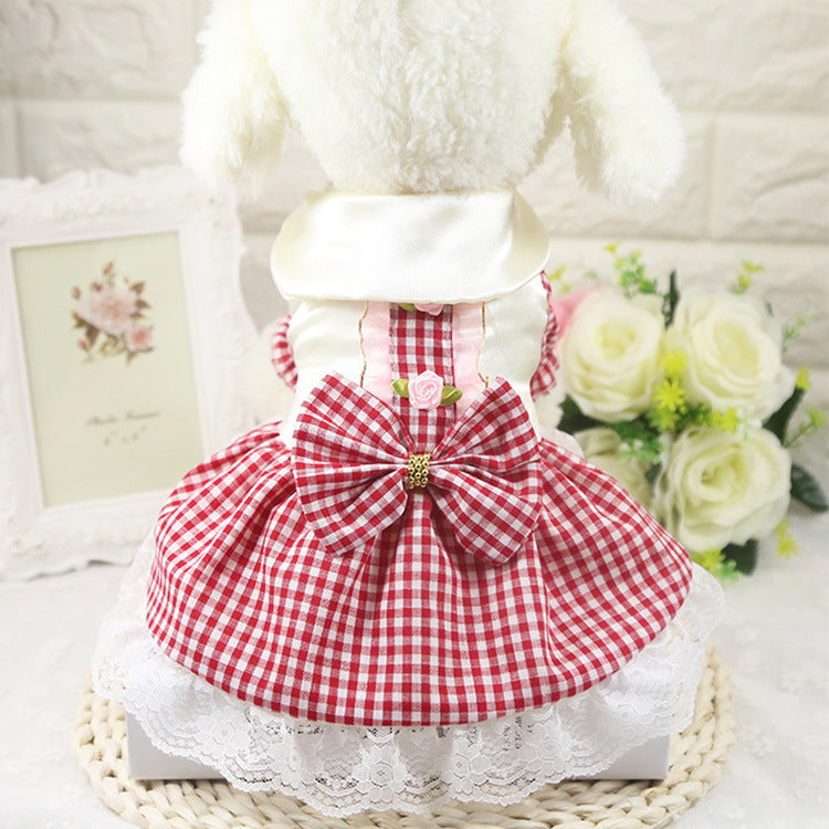 British Style Cotton Plaid Dog Pet Clothes
