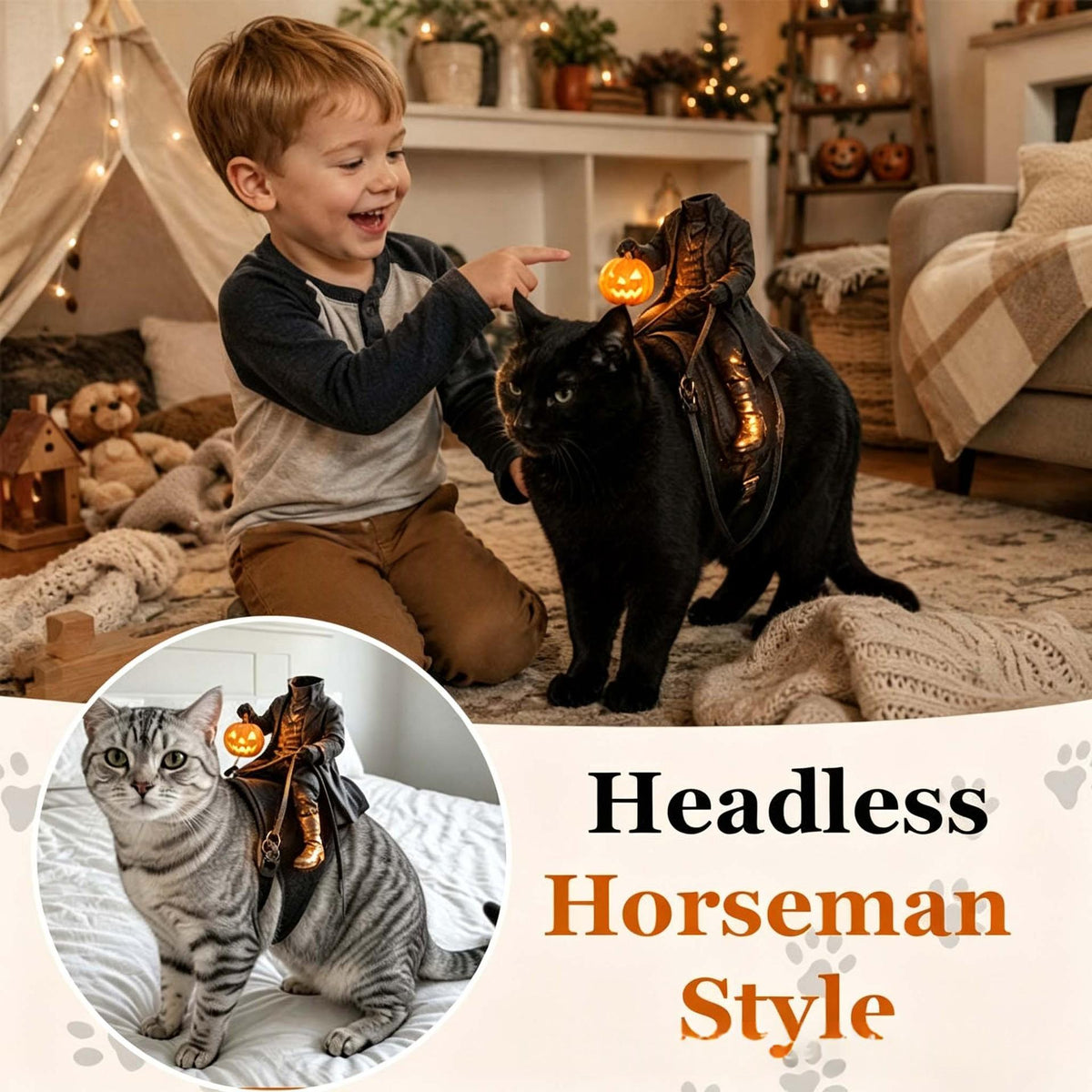 Halloween Headless Horseman Cat Costume