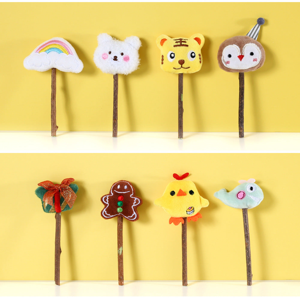 Cartoon Plush Rainbow Christmas Tiger Molar Stick
