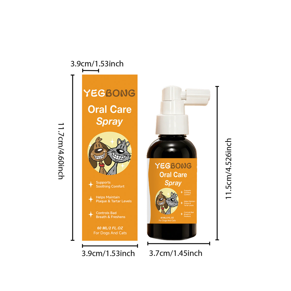 Yegbong Pet Oral Care Spray Gentle Care And Cleaning For Your Pet's Mouth, Convenient For Daily Cleaning