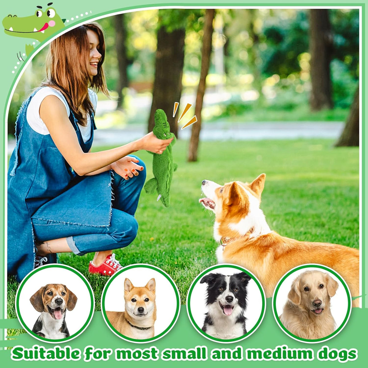 Squeaky Dog Toy Tough No Stuffing Toys for Aggressive Chewers Small Medium Large Dogs Durable Crinkle Interactive...