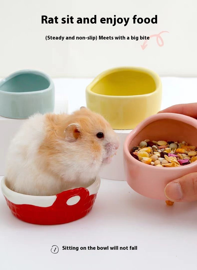Simple Ceramic Hamster Small Size Food Basin Chipmunk