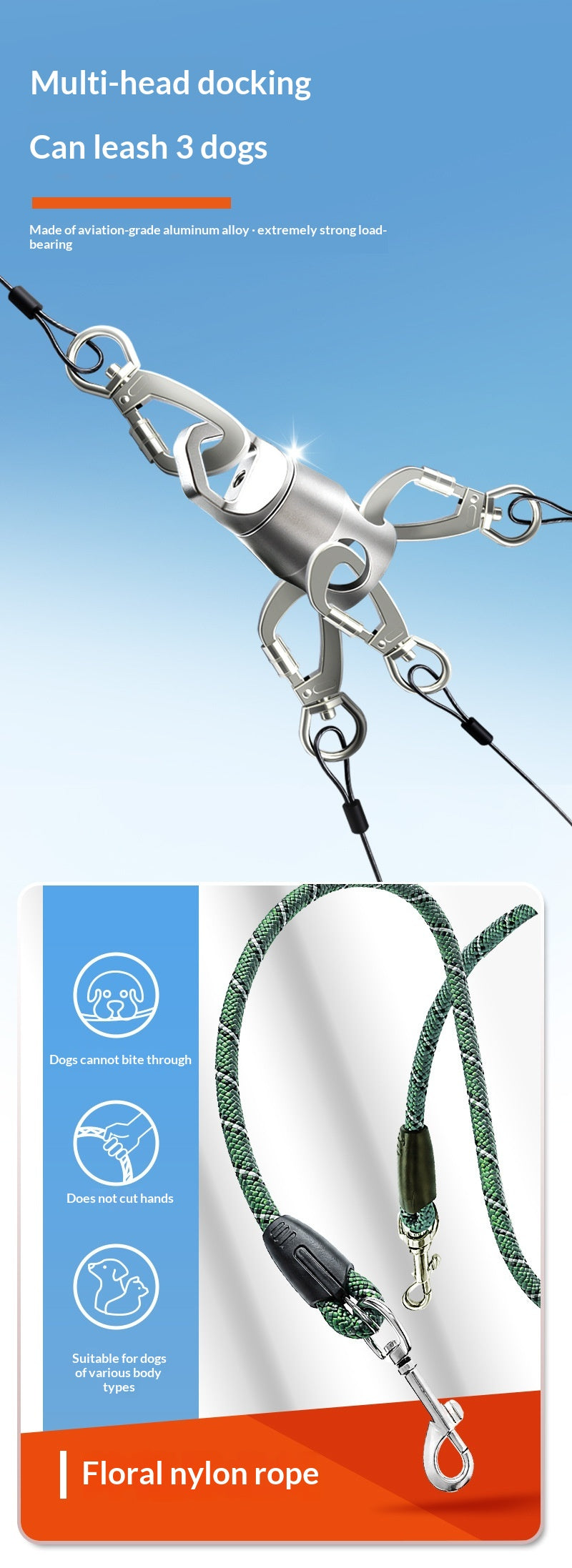 Anti-Tangle Dual Dog Leash