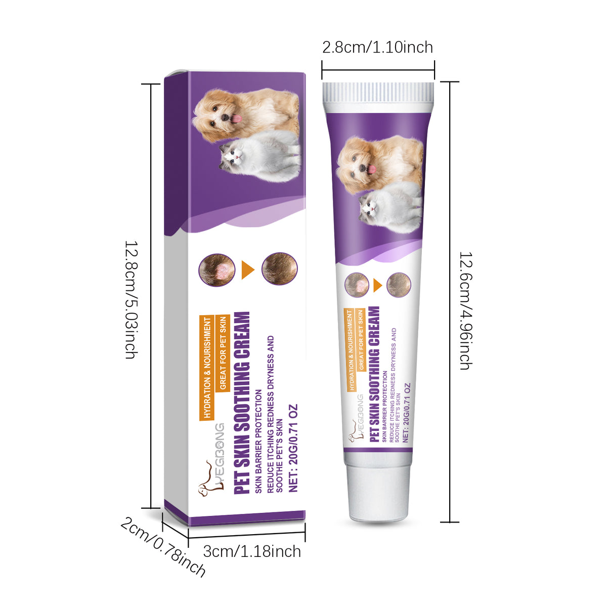 Pet Skin Soothing Cream, Skin Repair For Dogs & Cats, Soothe Itching Redness Dry Skin, Safe Gentle Skin Care For Pets 20g