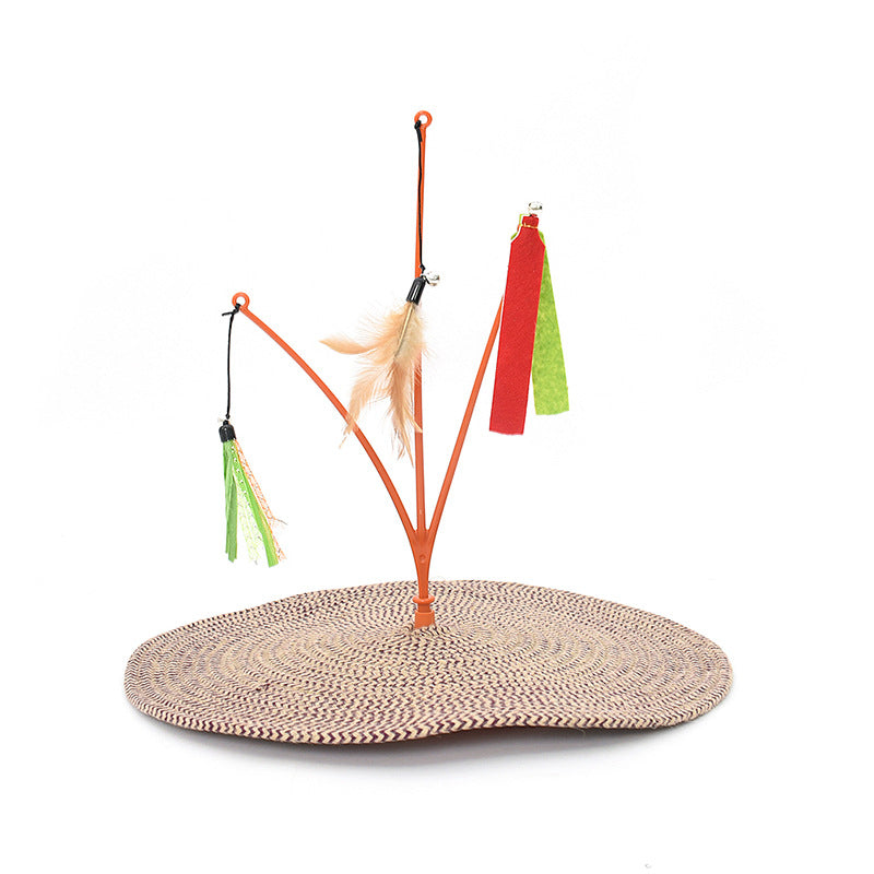 Italian Swing Tree Cotton Rope Cat Scratch Pad Feather Funny Cat Stick