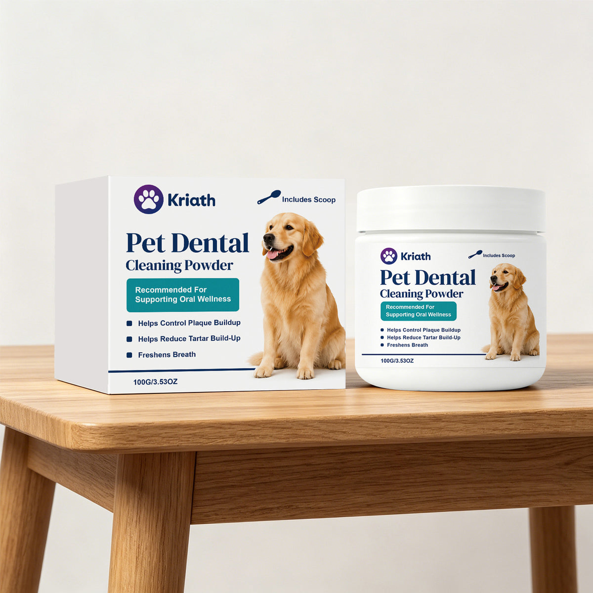 Kriath Pet Tooth Cleaning Powder, Fine Powder With Convenient Application, Daily Oral Care Product For Dogs