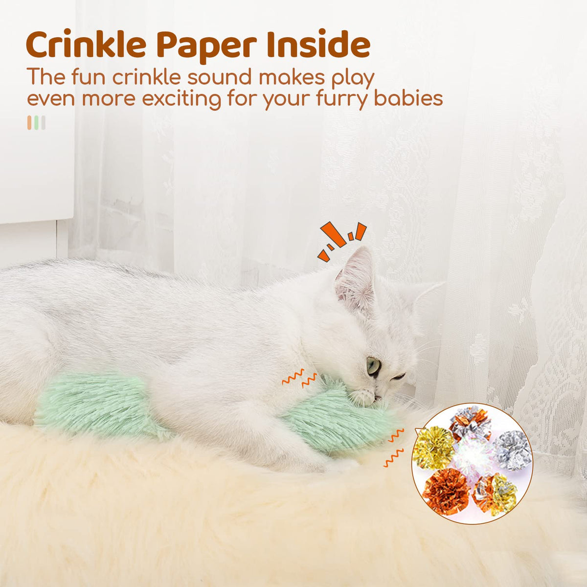 Cat Toys Pillows, 3 Pack, Catnip Inside, Indoor Interactive Crinkle Sound, Soft Durable, Kitten Kicker, Promotes Kitty Exercise