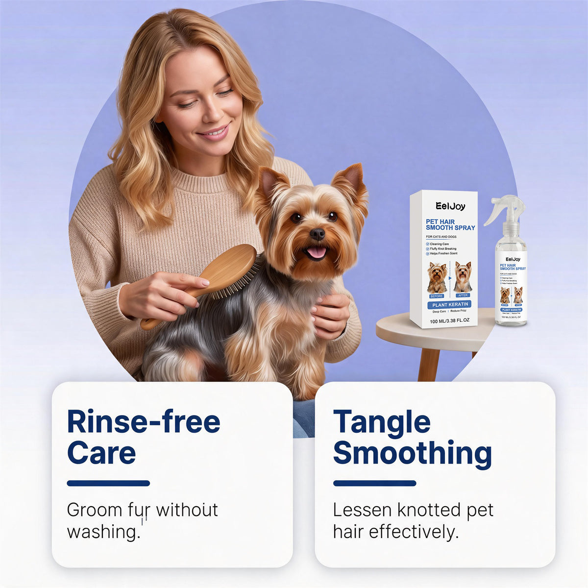 Eeljoy Pet Hair Smoothing Spray Daily Pet Hair Cleaning, Gentle, Refreshing And Comfortable Care For All Pets