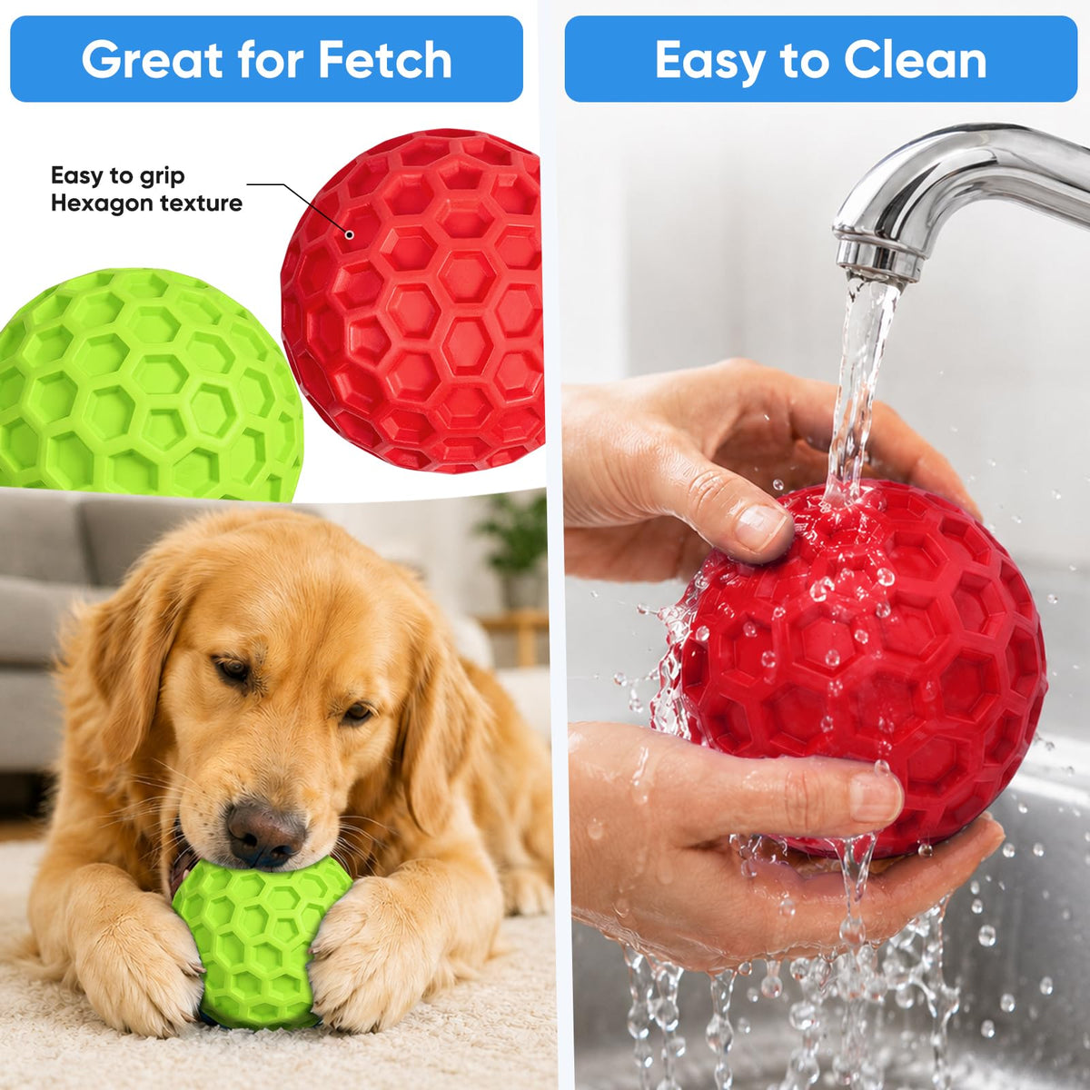 Squeaky Dog Balls Toy 2 Pack, Interactive Dog Toys For Aggressive Chewers, Squeaky Balls For Dogs, Durable Dog Chew Toys For Medium Large Dogs, Dog Balls For Aggressive Chewers, Outdoor Dog Toys