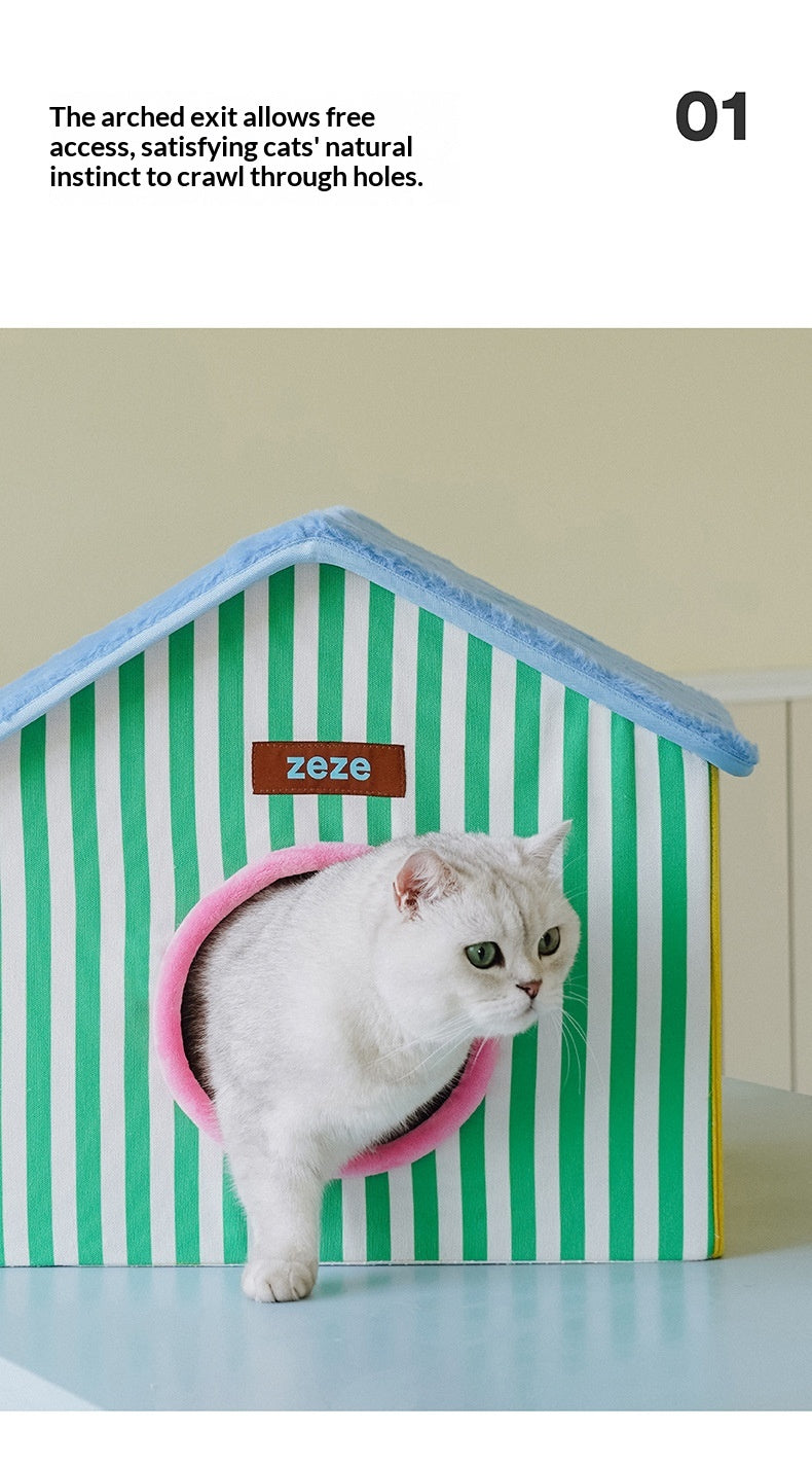 Foldable Enclosed Space-saving Warm Cat Sleeping House