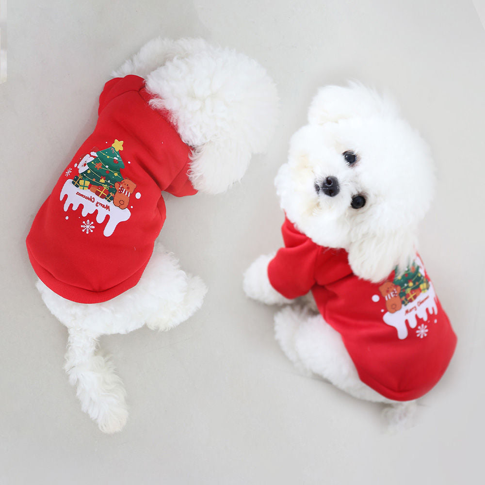 Warm-keeping And Cold-proof Fleece-lined Pet Crew Neck Sweater