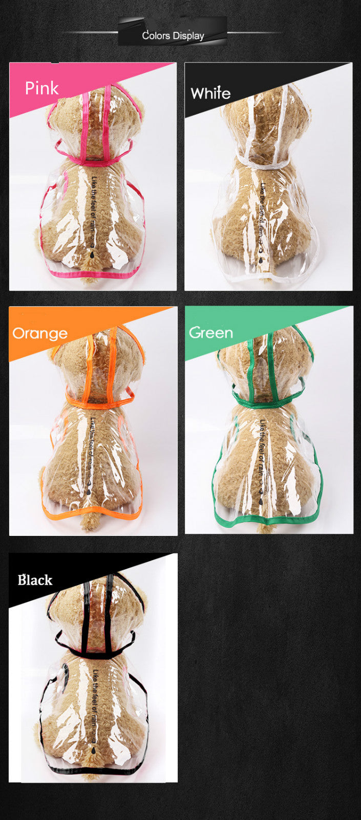Transparent pet raincoat