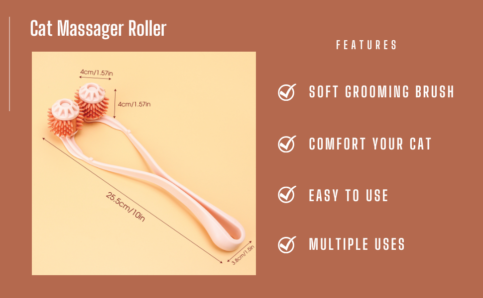 Pet Grooming Tool, Pink Cat Massager Roller With Scroll Wheel For Head And Face Massage