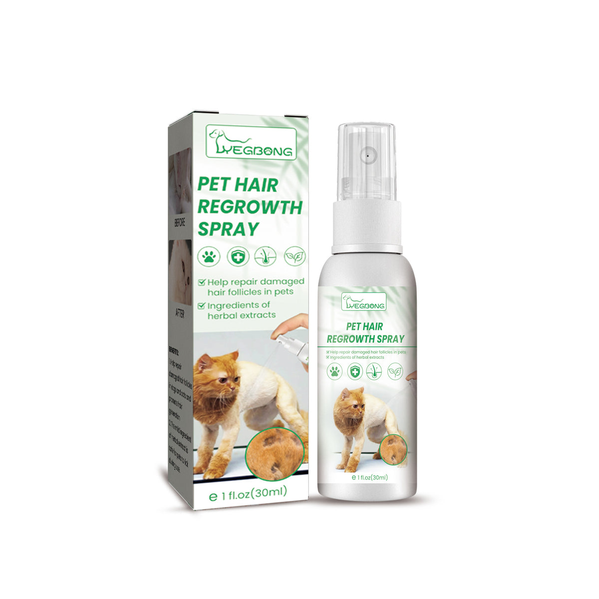Yegbong Pet Hair Care Spray For Cats And Dogs - Cleans, Softens, Shines, And Smoothens Fur