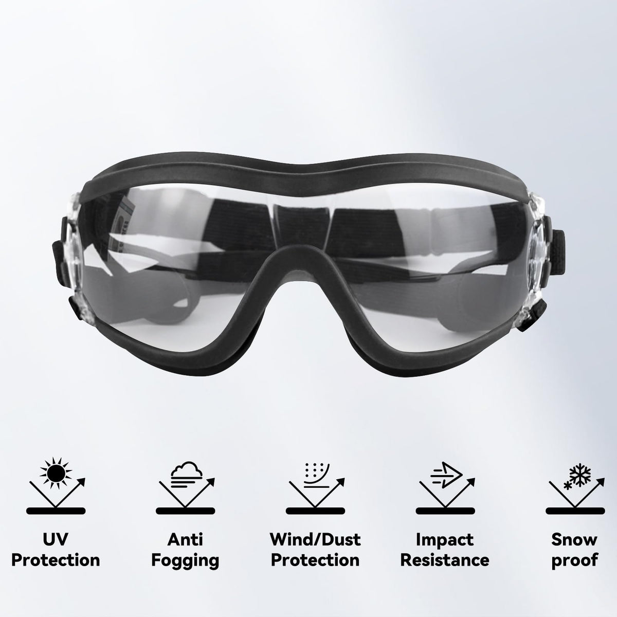 Clear Dog Goggles For Small Dogs, Protection Dog Sunglasses Small Breed, Driving Glasses For Dogs Stick Head Out Car Window, Windproof Dustproof, Adjustable, Transparent