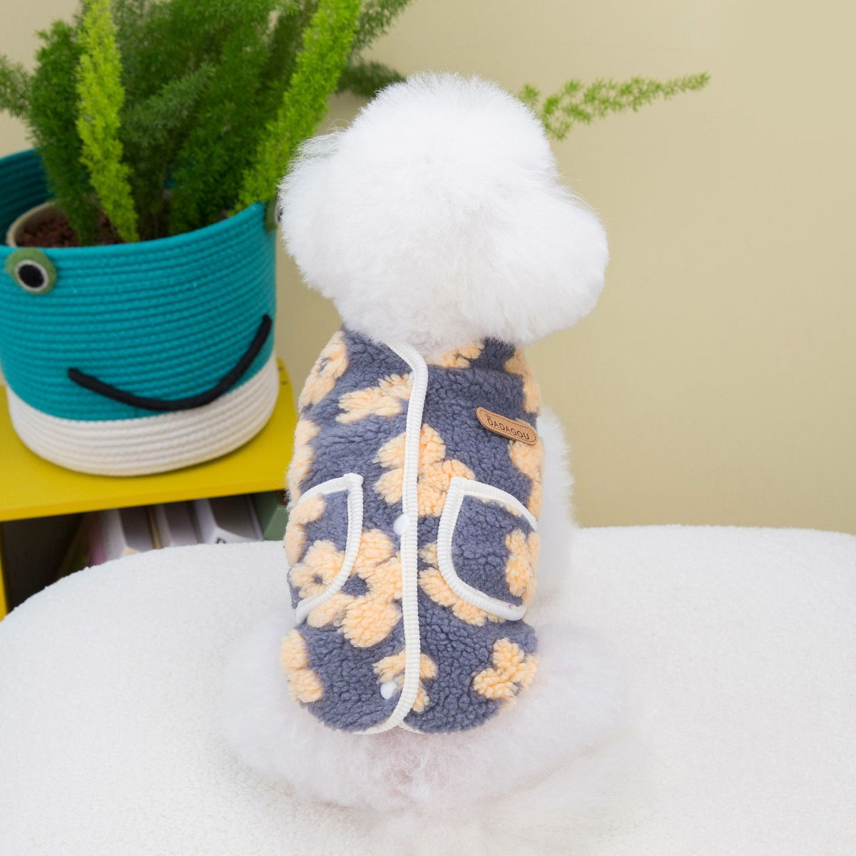 Cat Pet Clothing Winter Five-Petal Flower Velvet Coat