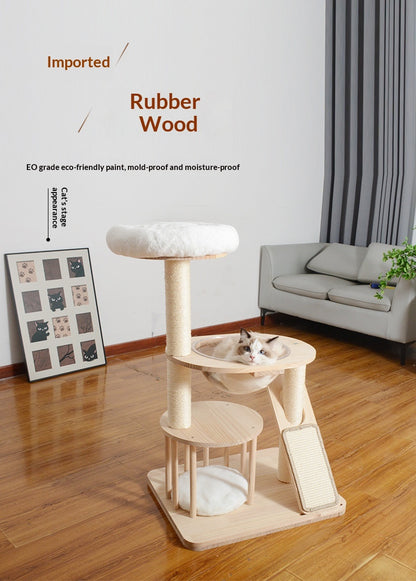 Cat House And Jumping Platform Combo Solid Wood Cat Tree