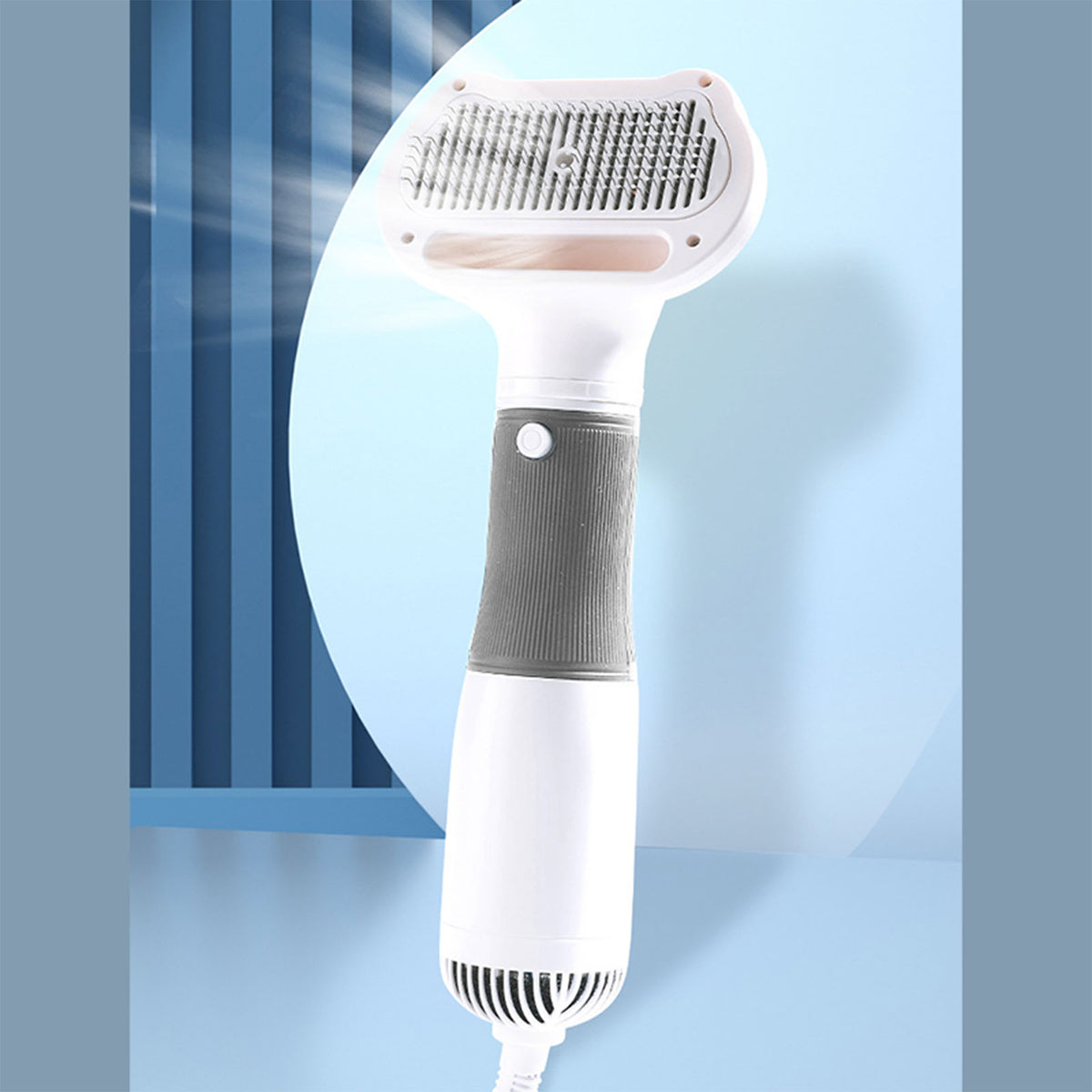 Pet Hair Dryer With Slicker Brush Low Noise 600W 3 Temperature Adjustable 3 In 1 Grooming Dog Blow Dryer For Cats Gray