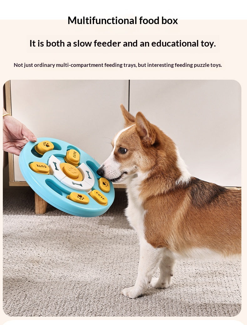 Pet Round Sounding Puzzle Toy In Blue And Yellow, Durable For Biting And Teething Training