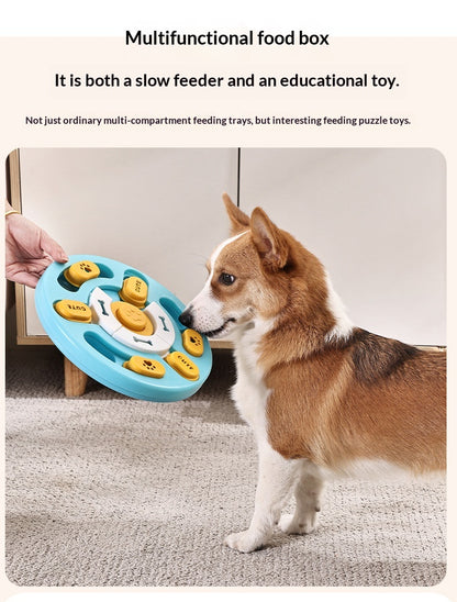 Pet Round Sounding Puzzle Toy In Blue And Yellow, Durable For Biting And Teething Training