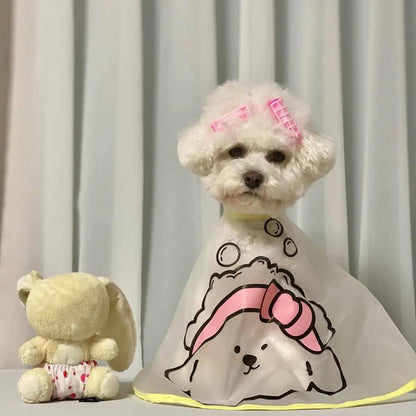 Pet Cloak Adjustable Pet Haircut Cape Waterproof Cartoon Print Design Dog Grooming Cape Pet Supplies