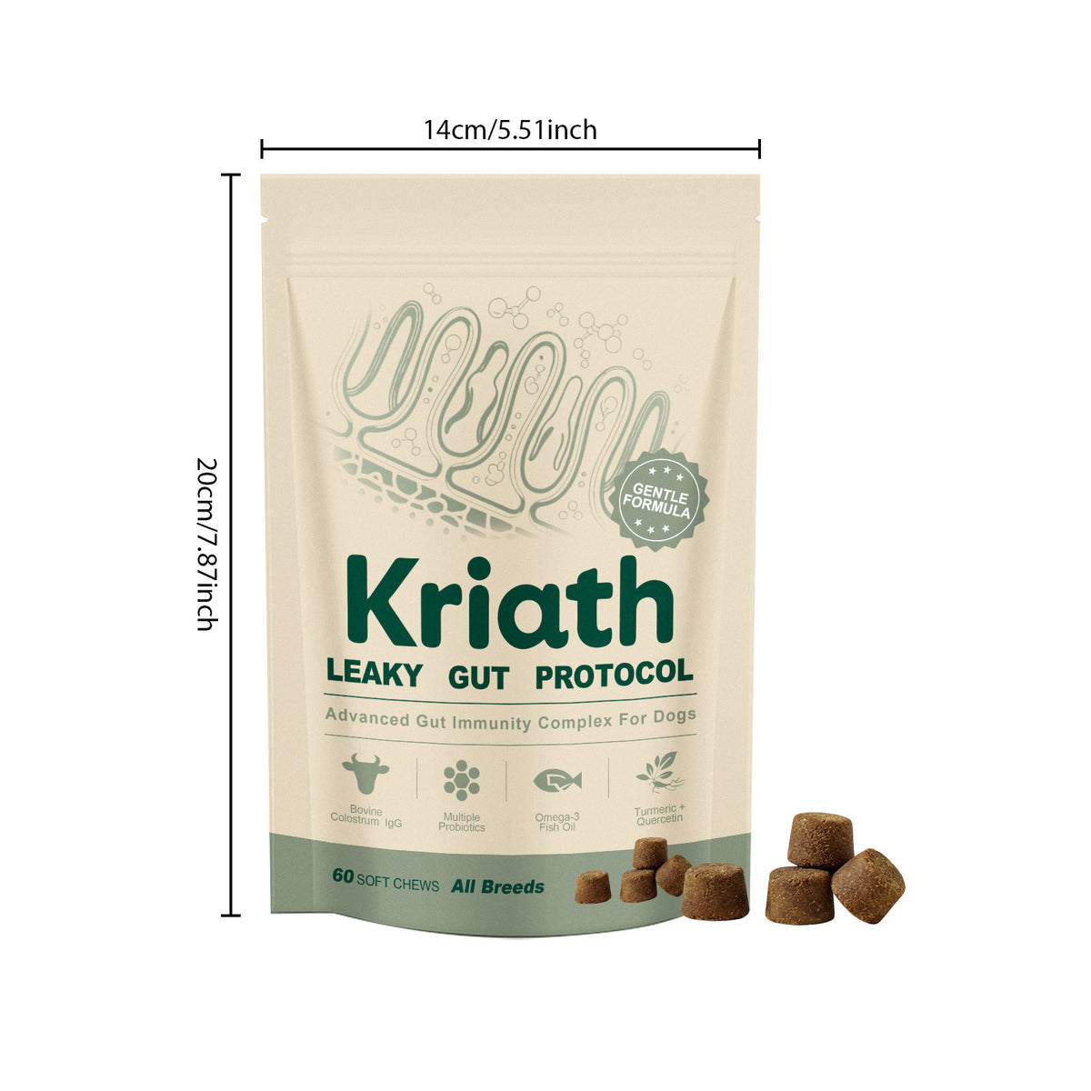 Kriath Dog Intestinal Care Complex Supplement For Nutritional Support, Softening Hair, Daily Protection, And Convenient Feeding