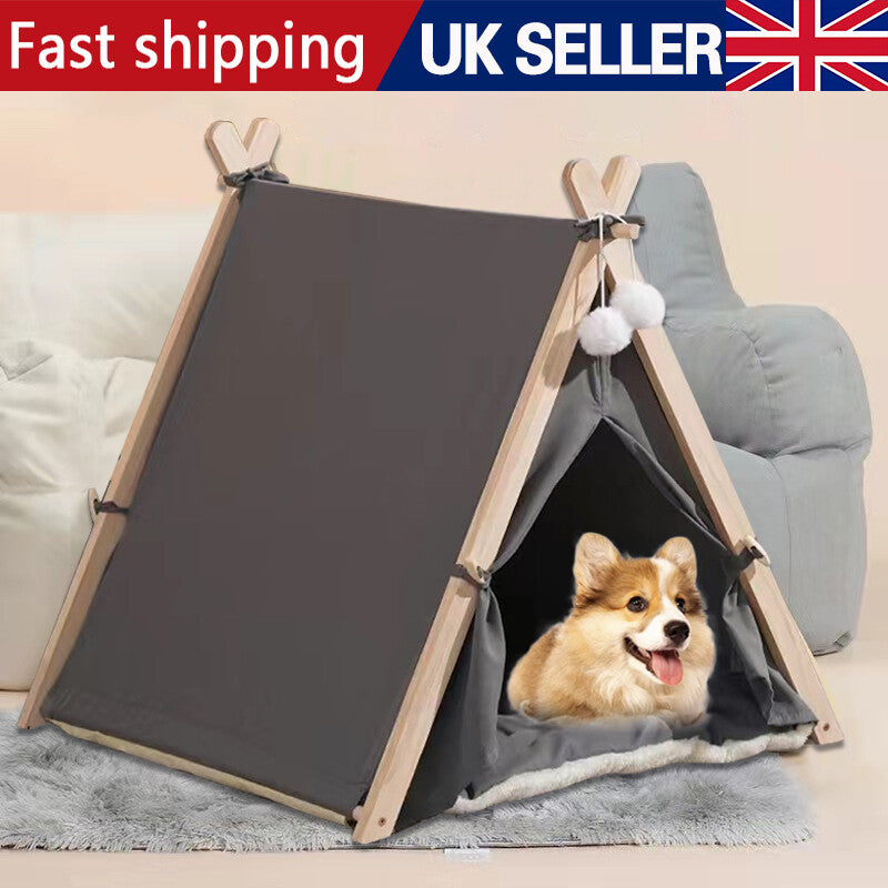 Large Pet Teepee Bed Dog&Puppy&Cat&Kitten Igloo Play Tent Tipi House Cushion Mat