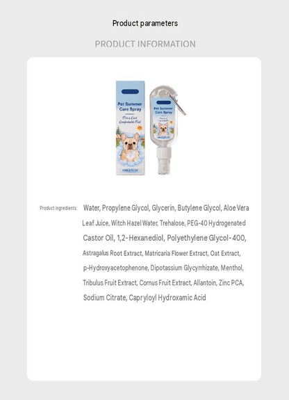 Dog Cooling Spray Daily Dog Outdoor Comfortable And Convenient Cooling Care Formula Gentle, Fresh And Not Stimulating