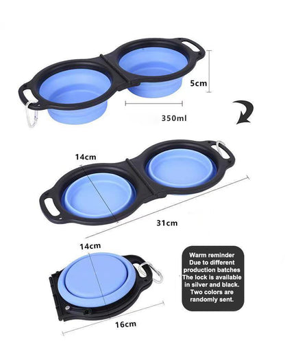Silicone Outdoor Folding Double Bowl Pet Dog Food Appliances Cat Food Dog Bowl Multifunctional Folding Silicone Pet Bowl