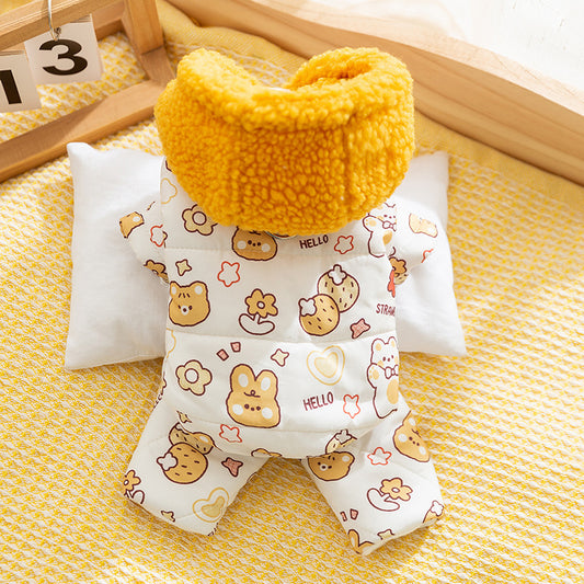 Animal Full Print Quilted Cotton Dog Clothes Teddy Traction Four Legged Cotton Coat Bichon Winter Warm Clothes Puppy...