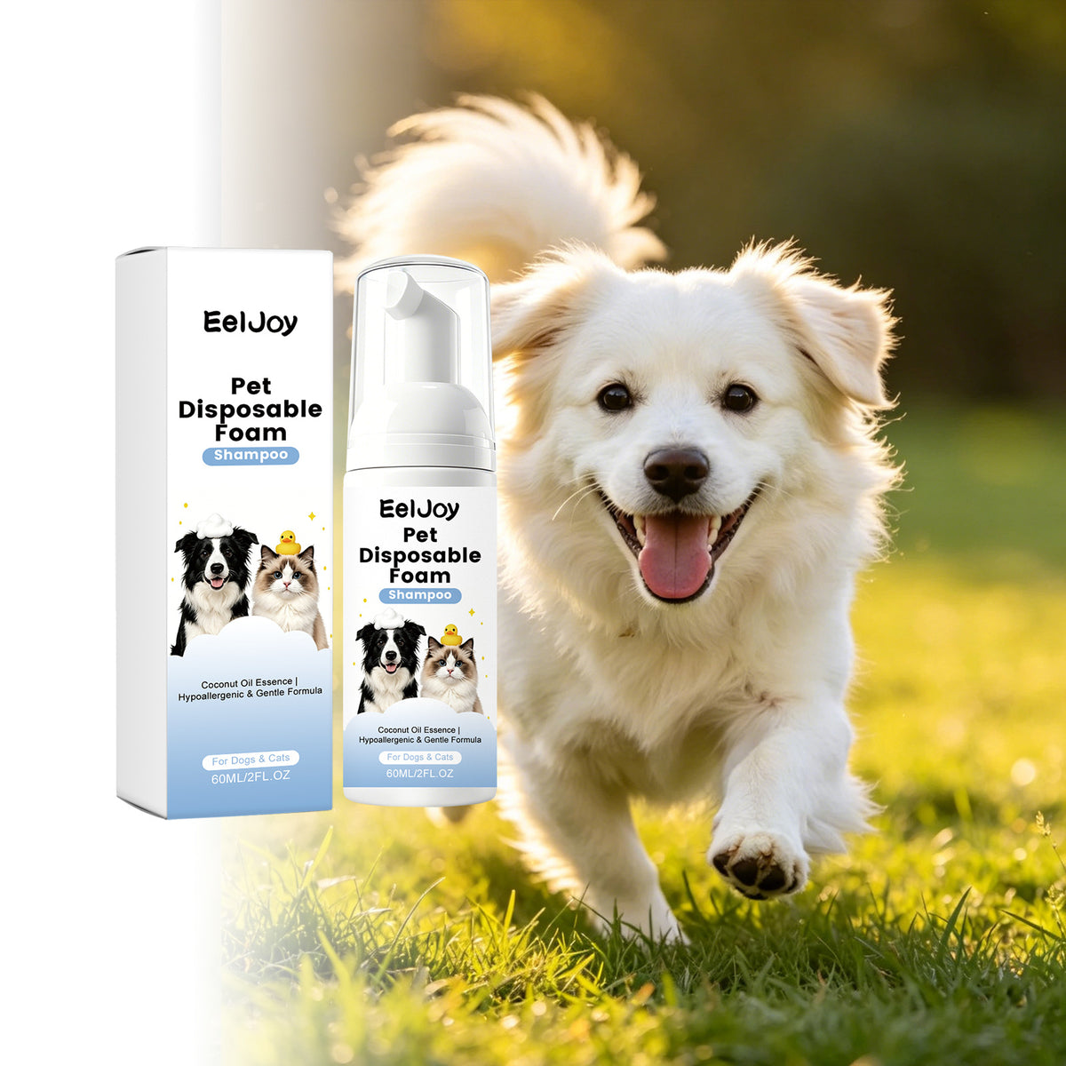 Eeljoy Pet No-Rinse Foam Shampoo Daily Gentle Formula Foam Cleanser For Cats And Dogs To Remove Odors