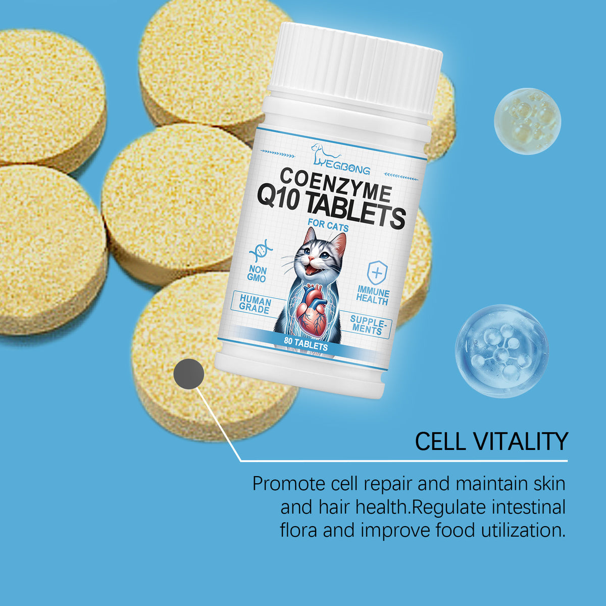 Daily Coenzyme Q10 Tablets For Cats