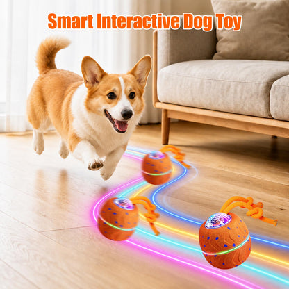Smart Interactive Dog Toy Ball, Dog Enrichment Toys, Dog Barking Ball, E-TPU Material, Electric Automatic Moving And Rolling Dog Toy With Rope For Small, Medium, Large Dogs Boredom.
