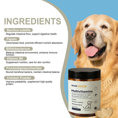 Kriath Dog Multivitamin Chewable Tablets Mild Formula For Daily Care Of Dog Body Balance And Nutrition