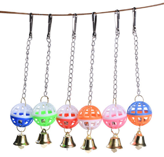 Bird Toy With Bells Two-tone Bell Pendant Parrot Bird Sound Making Toy