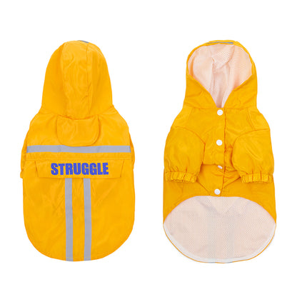 Pet Raincoat Reflective Strips Hooded Dog Clothes Waterproof, Storage And Folding
