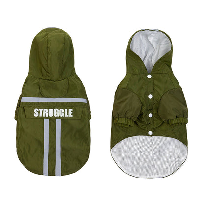 Pet Raincoat Reflective Strips Hooded Dog Clothes Waterproof, Storage And Folding