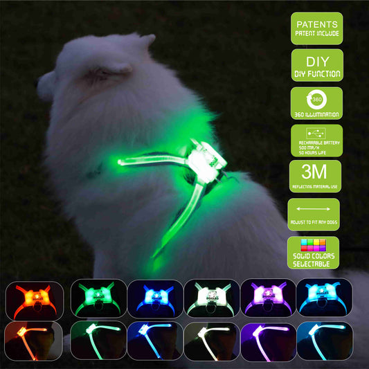 Led Pet Dog Luminous Collar Usb Rechargeable Silicone Collar Luminous Dog Neck Teddy Golden Retriever Large, Medium...