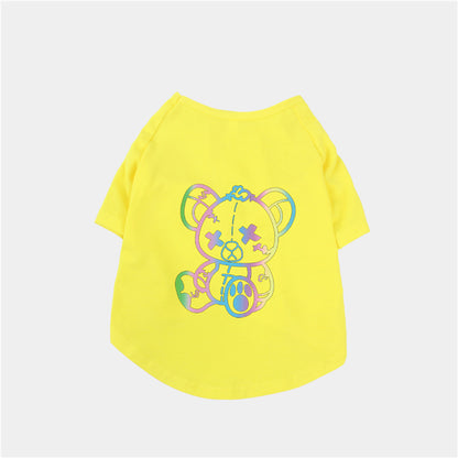 Pet Clothes Spring And Summer Pure Cotton Short-sleeved Cute Color Bear Thin T-shirt