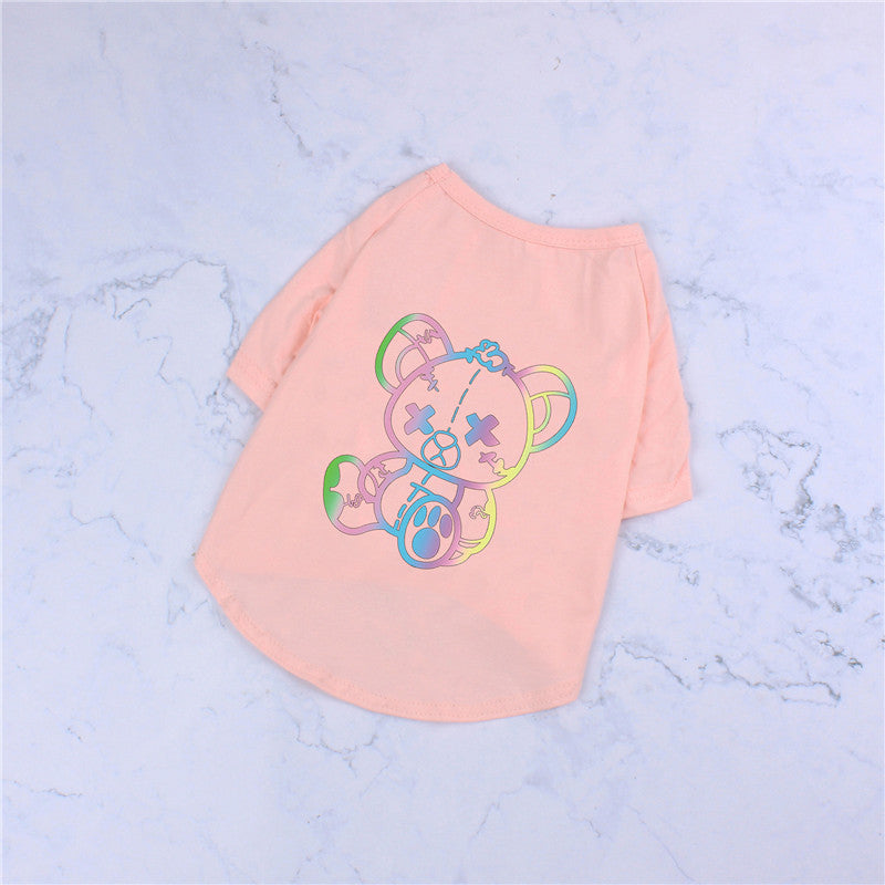 Pet Clothes Spring And Summer Pure Cotton Short-sleeved Cute Color Bear Thin T-shirt