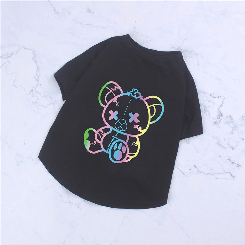 Pet Clothes Spring And Summer Pure Cotton Short-sleeved Cute Color Bear Thin T-shirt