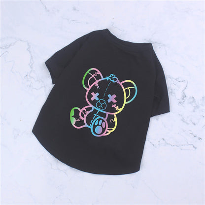 Pet Clothes Spring And Summer Pure Cotton Short-sleeved Cute Color Bear Thin T-shirt