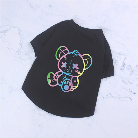 Pet Clothes Spring And Summer Pure Cotton Short-sleeved Cute Color Bear Thin T-shirt