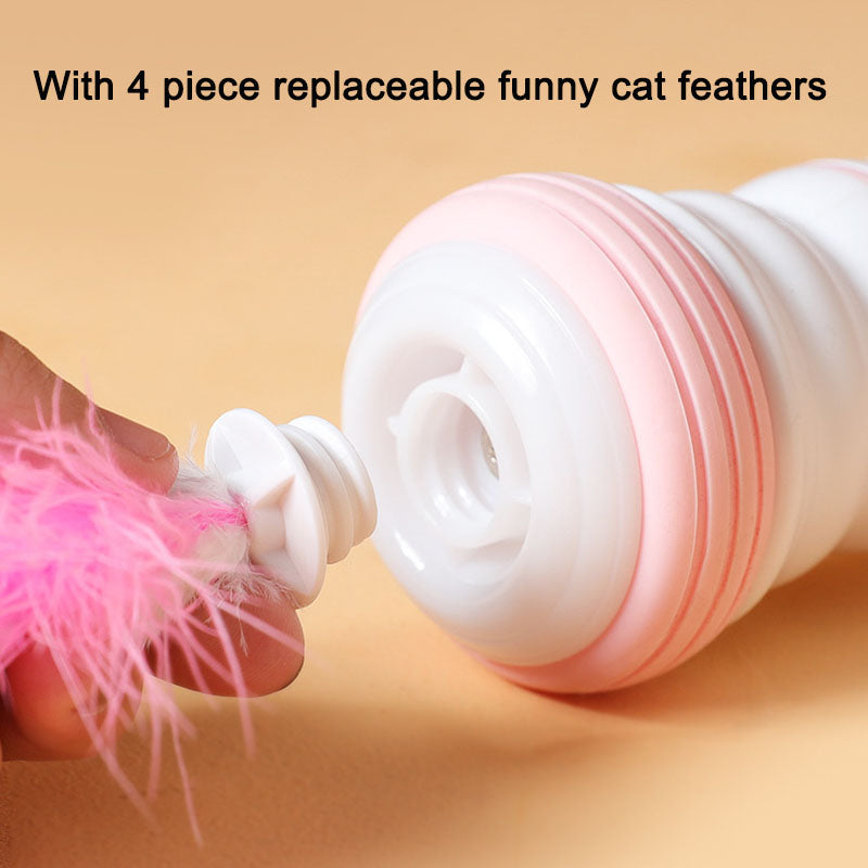 New Electric Cat Toy Led Flashing Pet Toy Usb Charging Rolling Ball Feather Funny Cat Stick
