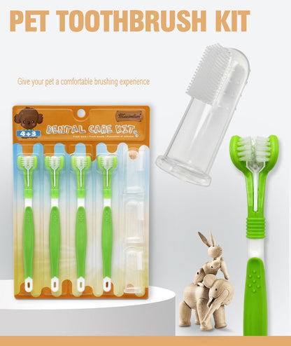 Pet Silicone Finger Toothbrush Dog Three-head Toothbrush