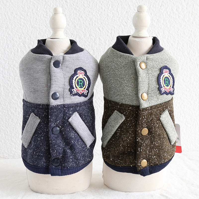 Baseball coat pet two-legged clothes
