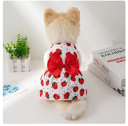 Summer Ultra-Thin Cool Pet Clothes Dog Cat Pet Fashion Floral Butterfly Knot Princess Dress